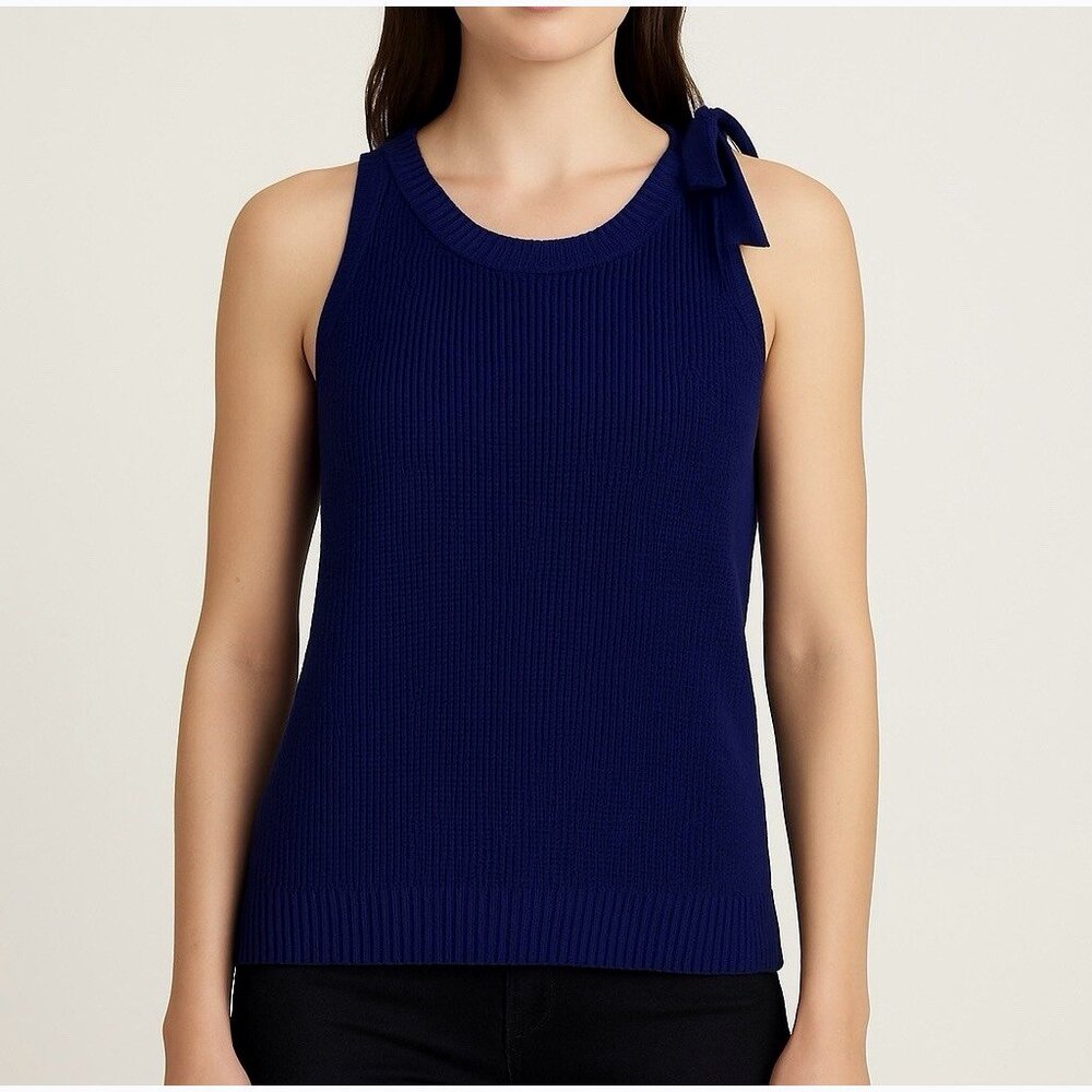 Gap Women’s Tie Neck Tank Uniform Sleeveless Sweater XL Ribbed Minimalist Preppy